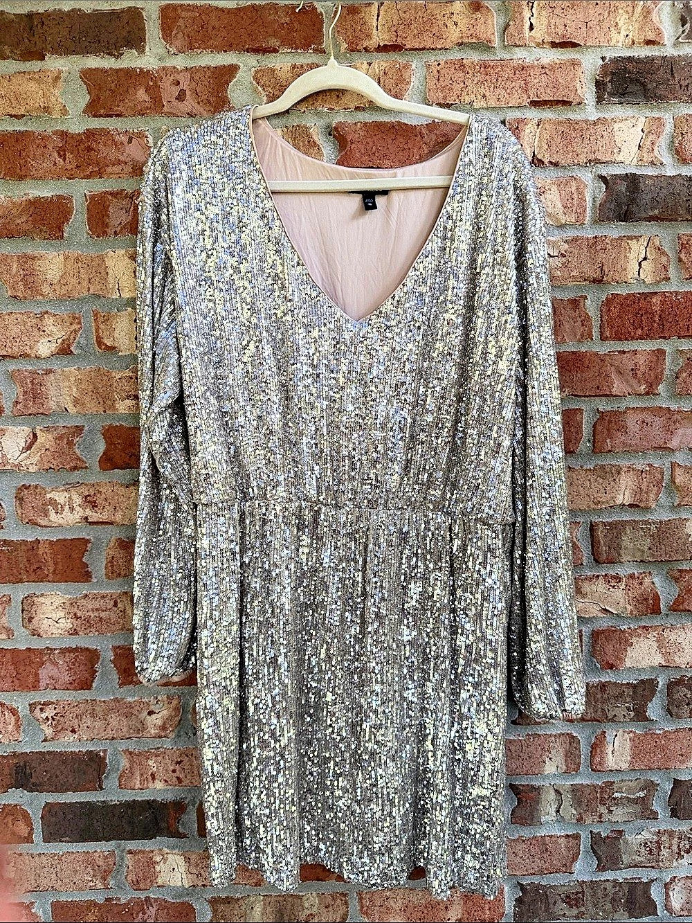 Express Sequin Mini Dress in Silver & Gold Size XL Like New